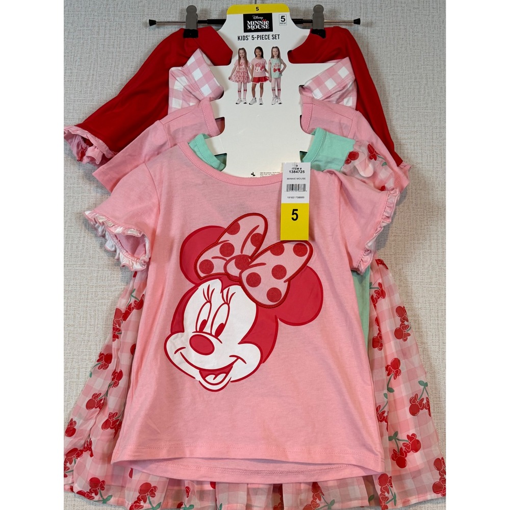 Disney Minnie Mouse Kids 5 Piece Mix Match Set Pink Red Mint •5• Disneycore Gift